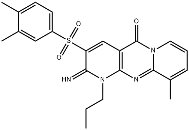 3-[(3,4-dimethylphenyl)sulfonyl]-2-imino-10-methyl-1-propyl-1,2-dihydro-5H-dipyrido[1,2-a:2,3-d]pyrimidin-5-one 结构式