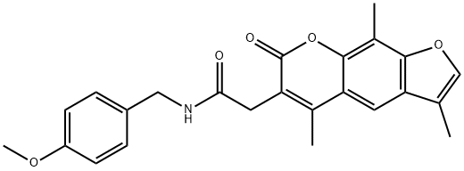 N-(4-methoxybenzyl)-2-(3,5,9-trimethyl-7-oxo-7H-furo[3,2-g]chromen-6-yl)acetamide Struktur