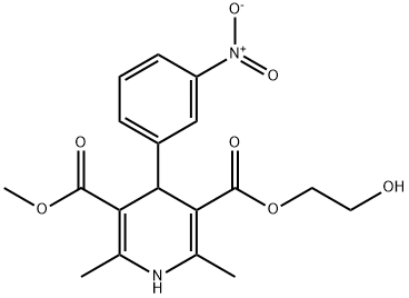 3-(2-hydroxyethyl) 5-methyl 2,6-dimethyl-4-(3-nitrophenyl)-1,4-dihydropyridine-3,5-dicarboxylate Struktur