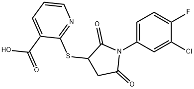 857494-03-2 2-{[1-(3-chloro-4-fluorophenyl)-2,5-dioxopyrrolidin-3-yl]sulfanyl}pyridine-3-carboxylic acid