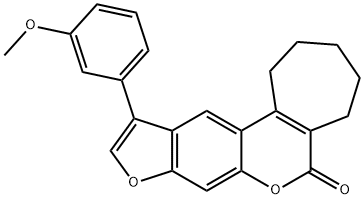 11-(3-methoxyphenyl)-2,3,4,5-tetrahydrocyclohepta[c]furo[3,2-g]chromen-6(1H)-one,858746-59-5,结构式