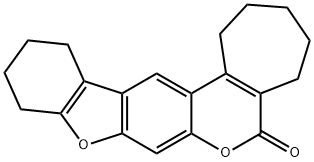 2,3,4,5,10,11,12,13-octahydrobenzofuro[3,2-g]cyclohepta[c]chromen-6(1H)-one Struktur