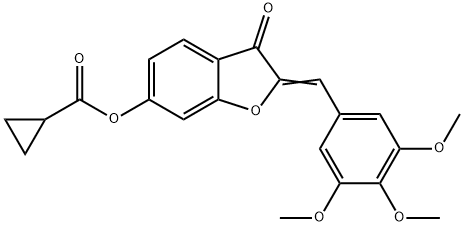 (2Z)-3-oxo-2-(3,4,5-trimethoxybenzylidene)-2,3-dihydro-1-benzofuran-6-yl cyclopropanecarboxylate 化学構造式