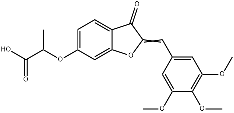2-{[(2Z)-3-oxo-2-(3,4,5-trimethoxybenzylidene)-2,3-dihydro-1-benzofuran-6-yl]oxy}propanoic acid,859673-05-5,结构式