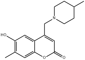 6-hydroxy-7-methyl-4-[(4-methylpiperidin-1-yl)methyl]-2H-chromen-2-one Struktur