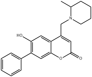 6-hydroxy-4-[(2-methylpiperidin-1-yl)methyl]-7-phenyl-2H-chromen-2-one 化学構造式