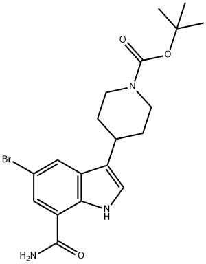 1,1-dimethylethyl-4-[7-(aminocarbonyl)-5-bromo-1H-indol-3-yl]-1-piperidine carboxylate 结构式