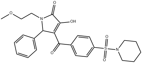 3-hydroxy-1-(2-methoxyethyl)-5-phenyl-4-{[4-(piperidin-1-ylsulfonyl)phenyl]carbonyl}-1,5-dihydro-2H-pyrrol-2-one 化学構造式