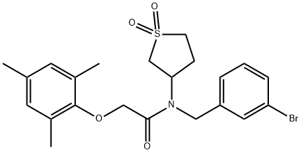 N-(3-bromobenzyl)-N-(1,1-dioxidotetrahydro-3-thienyl)-2-(mesityloxy)acetamide 结构式