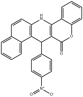 7-(4-nitrophenyl)-7,14-dihydro-6H-benzo[f]chromeno[4,3-b]quinolin-6-one 化学構造式