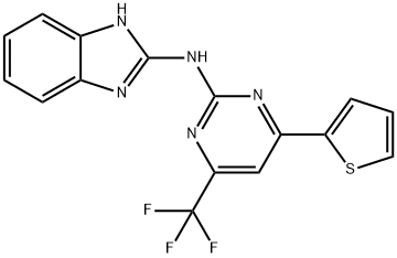 N-[4-(2-thienyl)-6-(trifluoromethyl)-2-pyrimidinyl]-1H-benzimidazol-2-amine Structure