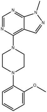 4-[4-(2-methoxyphenyl)piperazin-1-yl]-1-methyl-1H-pyrazolo[3,4-d]pyrimidine,869072-43-5,结构式