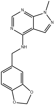 N-(1,3-benzodioxol-5-ylmethyl)-1-methyl-1H-pyrazolo[3,4-d]pyrimidin-4-amine Struktur