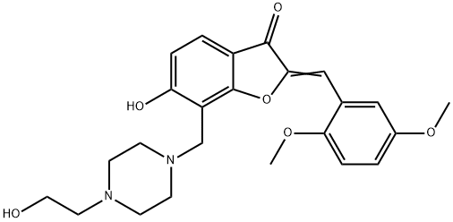 2-(2,5-dimethoxybenzylidene)-6-hydroxy-7-{[4-(2-hydroxyethyl)-1-piperazinyl]methyl}-1-benzofuran-3(2H)-one Structure