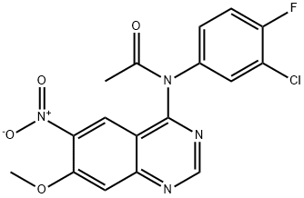 N-(3-Chloro-4-fluorophenyl)-N-(7-methoxy-6-nitroquinazolin-4-yl)acetamide Structure