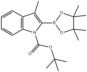 tert-butyl 3-methyl-2-(4,4,5,5-tetramethyl-1,3,2-dioxaborolan-2-yl)-1H-indole-1-carboxylate Struktur