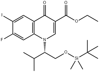 (S)-ethyl 1-(1-((tert-butyldimethylsilyl)oxy)-3-methylbutan-2-yl)-7-fluoro-6-iodo-4-oxo-1,4-dihydroquinoline-3-carboxylate Structure