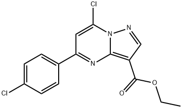 Ethyl 7-chloro-5-(4-chlorophenyl)pyrazolo[1,5-a]pyrimidine-3-carboxylate 化学構造式