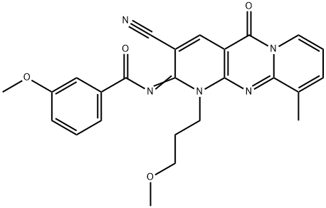 N-[3-cyano-1-(3-methoxypropyl)-10-methyl-5-oxo-1,5-dihydro-2H-dipyrido[1,2-a:2,3-d]pyrimidin-2-ylidene]-3-methoxybenzamide Structure