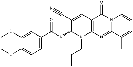 N-(3-cyano-10-methyl-5-oxo-1-propyl-1,5-dihydro-2H-dipyrido[1,2-a:2,3-d]pyrimidin-2-ylidene)-3,4-dimethoxybenzamide Structure