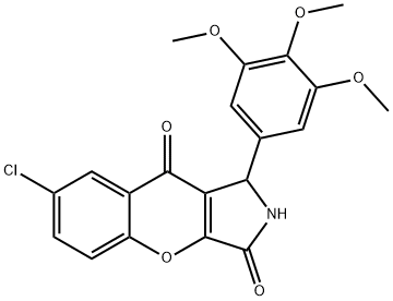 7-chloro-1-(3,4,5-trimethoxyphenyl)-1,2-dihydrochromeno[2,3-c]pyrrole-3,9-dione,872867-34-0,结构式