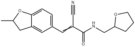 (2E)-2-cyano-3-(2-methyl-2,3-dihydro-1-benzofuran-5-yl)-N-(tetrahydrofuran-2-ylmethyl)prop-2-enamide,872869-24-4,结构式