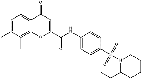 N-{4-[(2-ethylpiperidin-1-yl)sulfonyl]phenyl}-7,8-dimethyl-4-oxo-4H-chromene-2-carboxamide 化学構造式