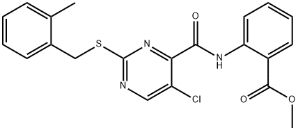 methyl 2-[({5-chloro-2-[(2-methylbenzyl)sulfanyl]pyrimidin-4-yl}carbonyl)amino]benzoate,874208-52-3,结构式