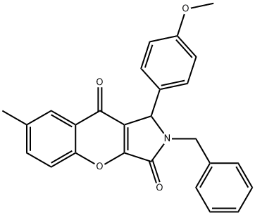 2-benzyl-1-(4-methoxyphenyl)-7-methyl-1,2-dihydrochromeno[2,3-c]pyrrole-3,9-dione,874463-59-9,结构式
