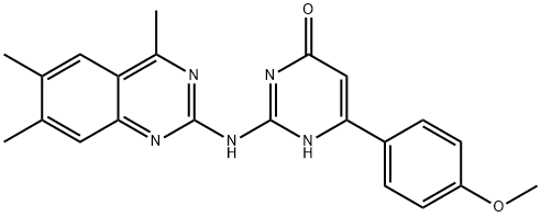 6-(4-methoxyphenyl)-2-[(4,6,7-trimethyl-2-quinazolinyl)amino]-4(3H)-pyrimidinone,876667-53-7,结构式