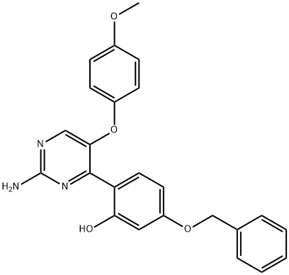 2-[2-amino-5-(4-methoxyphenoxy)pyrimidin-4-yl]-5-(benzyloxy)phenol Structure