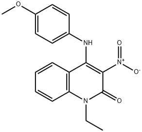 1-ethyl-4-[(4-methoxyphenyl)amino]-3-nitroquinolin-2(1H)-one 化学構造式