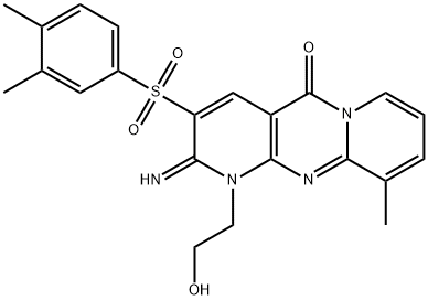 3-[(3,4-dimethylphenyl)sulfonyl]-1-(2-hydroxyethyl)-2-imino-10-methyl-1,2-dihydro-5H-dipyrido[1,2-a:2,3-d]pyrimidin-5-one,877805-22-6,结构式
