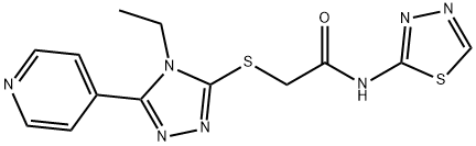 2-{[4-ethyl-5-(pyridin-4-yl)-4H-1,2,4-triazol-3-yl]sulfanyl}-N-(1,3,4-thiadiazol-2-yl)acetamide Struktur