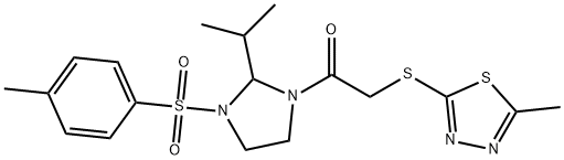1-{3-[(4-methylphenyl)sulfonyl]-2-(propan-2-yl)imidazolidin-1-yl}-2-[(5-methyl-1,3,4-thiadiazol-2-yl)sulfanyl]ethanone,878727-04-9,结构式