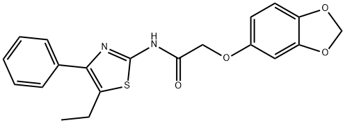 2-(1,3-benzodioxol-5-yloxy)-N-(5-ethyl-4-phenyl-1,3-thiazol-2-yl)acetamide Structure