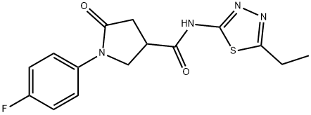 N-(5-ethyl-1,3,4-thiadiazol-2-yl)-1-(4-fluorophenyl)-5-oxopyrrolidine-3-carboxamide,878731-43-2,结构式