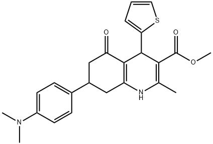 methyl 7-(4-(dimethylamino)phenyl)-2-methyl-5-oxo-4-(thiophen-2-yl)-1,4,5,6,7,8-hexahydroquinoline-3-carboxylate Struktur