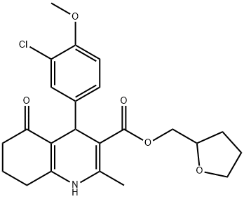 (tetrahydrofuran-2-yl)methyl 4-(3-chloro-4-methoxyphenyl)-2-methyl-5-oxo-1,4,5,6,7,8-hexahydroquinoline-3-carboxylate Structure