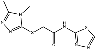 2-[(4,5-dimethyl-4H-1,2,4-triazol-3-yl)sulfanyl]-N-(1,3,4-thiadiazol-2-yl)acetamide 结构式