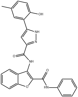 5-(2-hydroxy-5-methylphenyl)-N-[2-(phenylcarbamoyl)-1-benzofuran-3-yl]-1H-pyrazole-3-carboxamide Structure