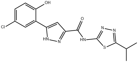 879442-69-0 5-(5-chloro-2-hydroxyphenyl)-N-[5-(propan-2-yl)-1,3,4-thiadiazol-2-yl]-1H-pyrazole-3-carboxamide