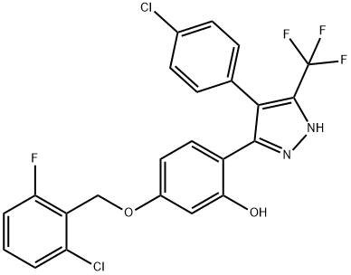 5-[(2-chloro-6-fluorobenzyl)oxy]-2-[4-(4-chlorophenyl)-3-(trifluoromethyl)-1H-pyrazol-5-yl]phenol,879461-53-7,结构式