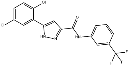 5-(5-chloro-2-hydroxyphenyl)-N-[3-(trifluoromethyl)phenyl]-1H-pyrazole-3-carboxamide,879463-35-1,结构式