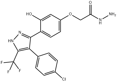 2-{4-[4-(4-chlorophenyl)-5-(trifluoromethyl)-1H-pyrazol-3-yl]-3-hydroxyphenoxy}acetohydrazide 结构式