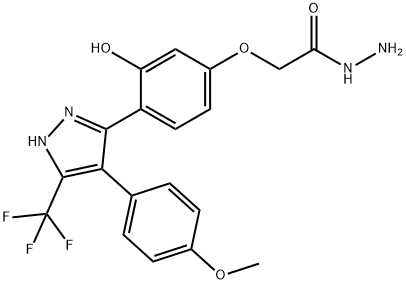 2-{3-hydroxy-4-[4-(4-methoxyphenyl)-5-(trifluoromethyl)-1H-pyrazol-3-yl]phenoxy}acetohydrazide,879464-60-5,结构式