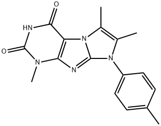 2,3,7-Trimethyl-1-p-tolyl-1H,7H-1,3a,5,7,8-pentaaza-cyclopenta[a]indene-4,6-dione 化学構造式