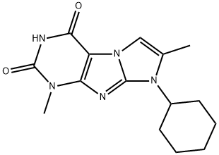 879467-34-2 1-Cyclohexyl-2,7-dimethyl-1H,7H-1,3a,5,7,8-pentaaza-cyclopenta[a]indene-4,6-dione