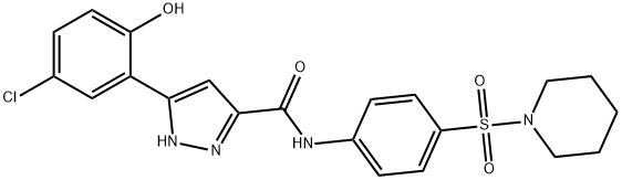 5-(5-chloro-2-hydroxyphenyl)-N-[4-(piperidin-1-ylsulfonyl)phenyl]-1H-pyrazole-3-carboxamide,879469-36-0,结构式