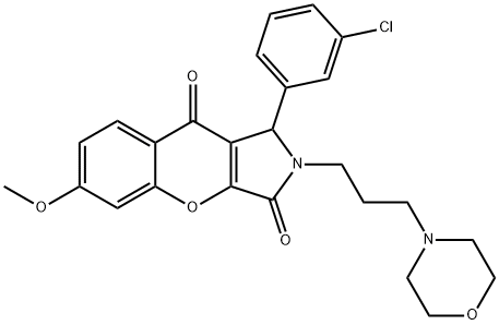 1-(3-chlorophenyl)-6-methoxy-2-[3-(4-morpholinyl)propyl]-1,2-dihydrochromeno[2,3-c]pyrrole-3,9-dione Struktur